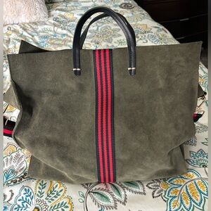 Clare V Simple tote in Army green Suede